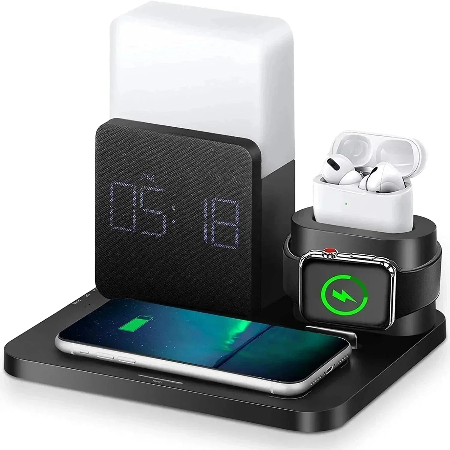 Sovere 4-in-1 Fast Wireless Charger with Adjustable Lamp and Alarm Clock 4