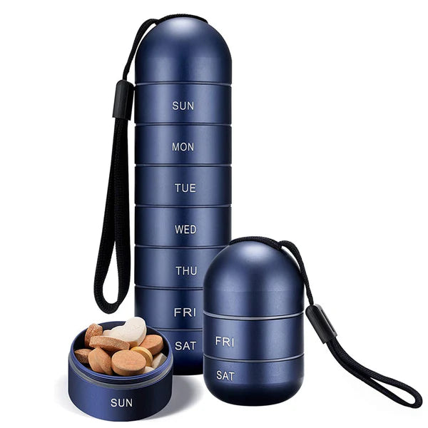 Sovere 7-Day Travel Pill Organizer, Waterproof Aluminum Pill Box with Large Capacity 0