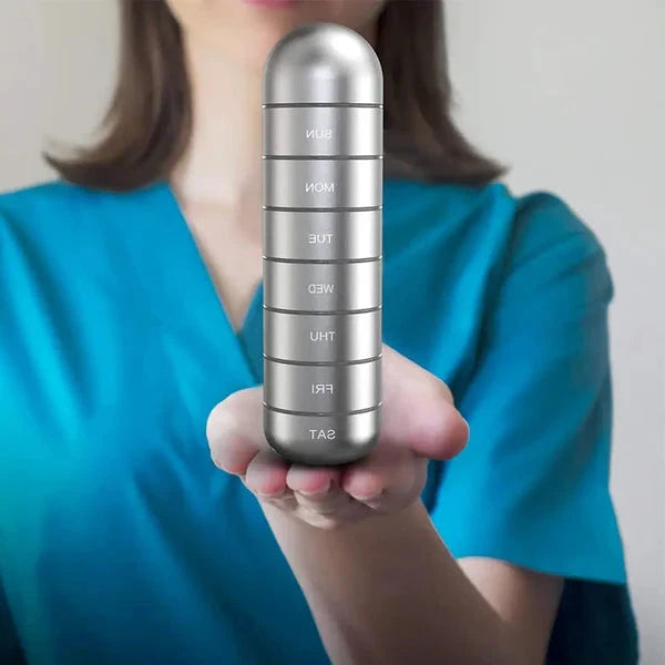 Sovere 7-Day Travel Pill Organizer, Waterproof Aluminum Pill Box with Large Capacity 5