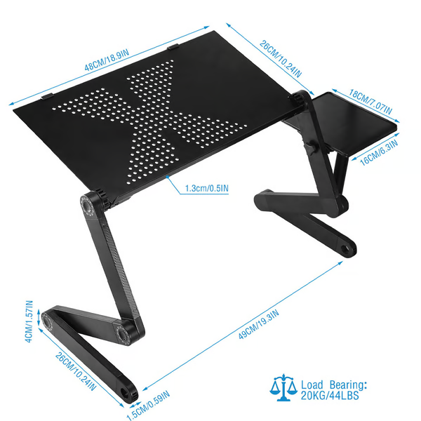 Novara Adjustable Ergonomic Laptop Stand with Mouse Pad and Cooling Fan
