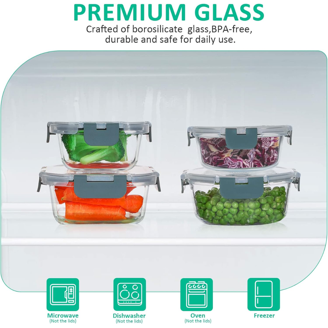 Sovere Airtight Glass Food Storage Containers Set - 24-Piece Meal Prep Tupperware 4