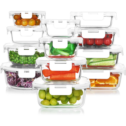 Sovere Airtight Glass Food Storage Containers Set - 24-Piece Meal Prep Tupperware 7