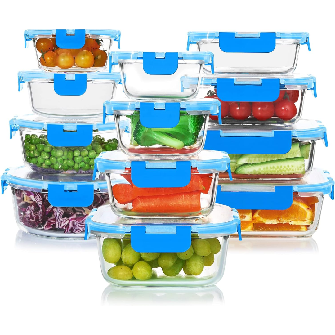 Sovere Airtight Glass Food Storage Containers Set - 24-Piece Meal Prep Tupperware 8