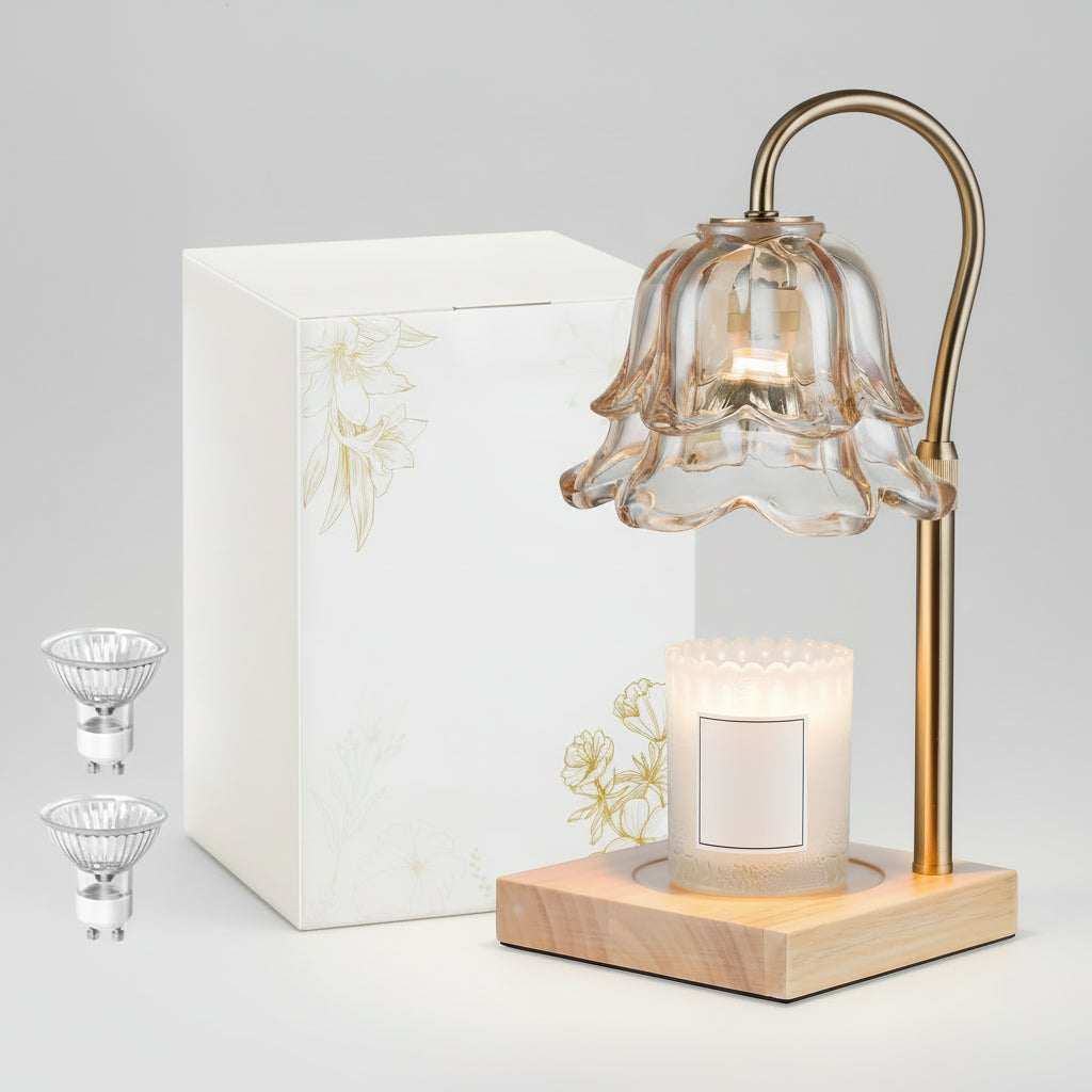 Sovere Candle Warmer Lamp with Timer, Adjustable Height for Wax Melts - Elegant Gold Design 0