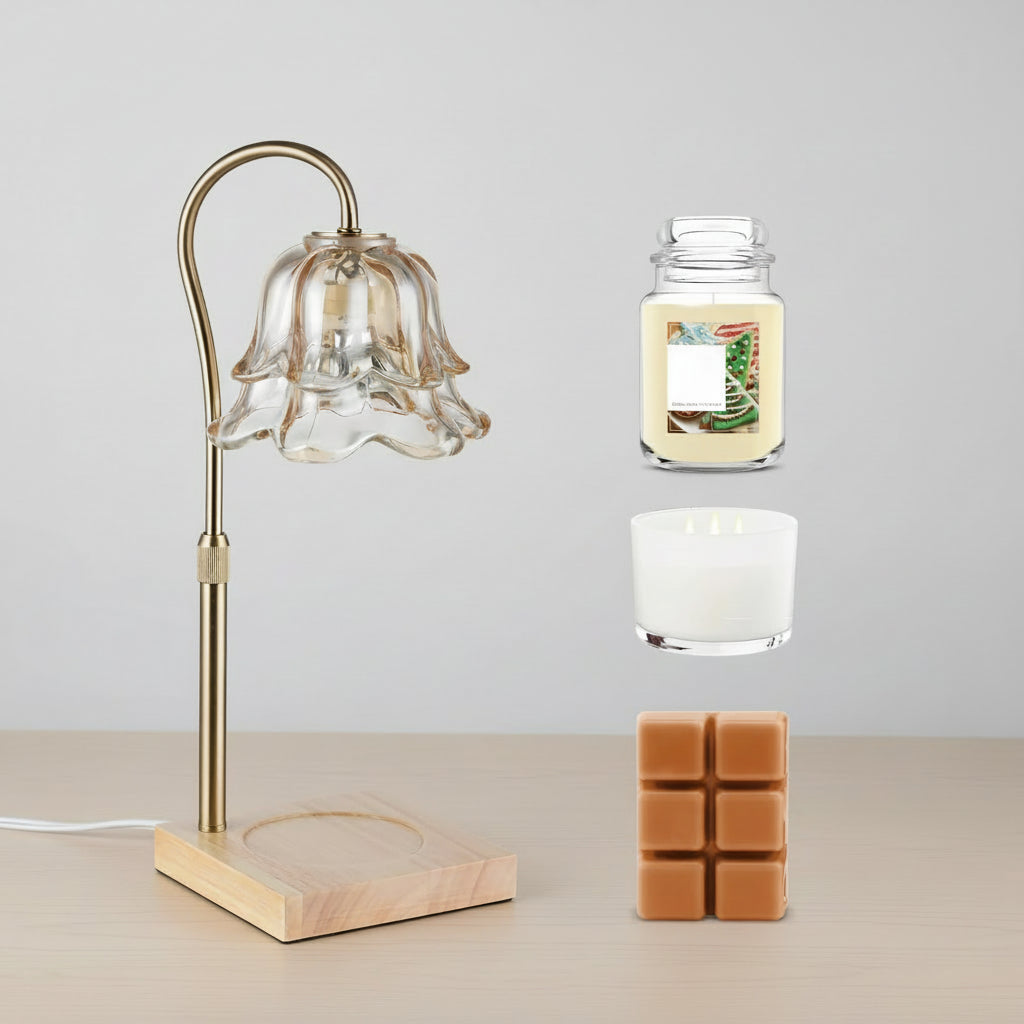 Sovere Candle Warmer Lamp with Timer, Adjustable Height for Wax Melts - Elegant Gold Design 1
