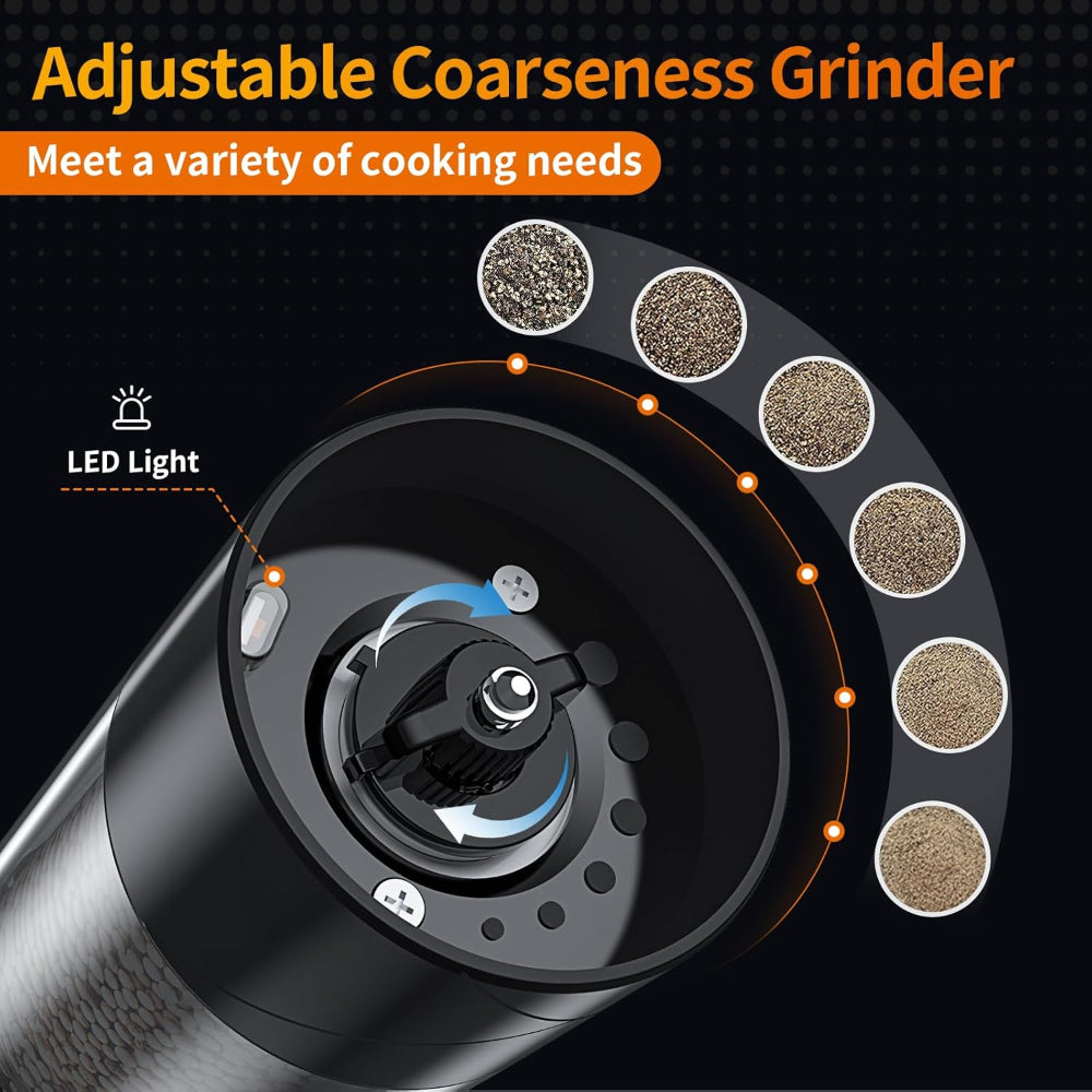 Sovere Electric Salt and Pepper Grinder with LED Light, Adjustable Coarseness 5