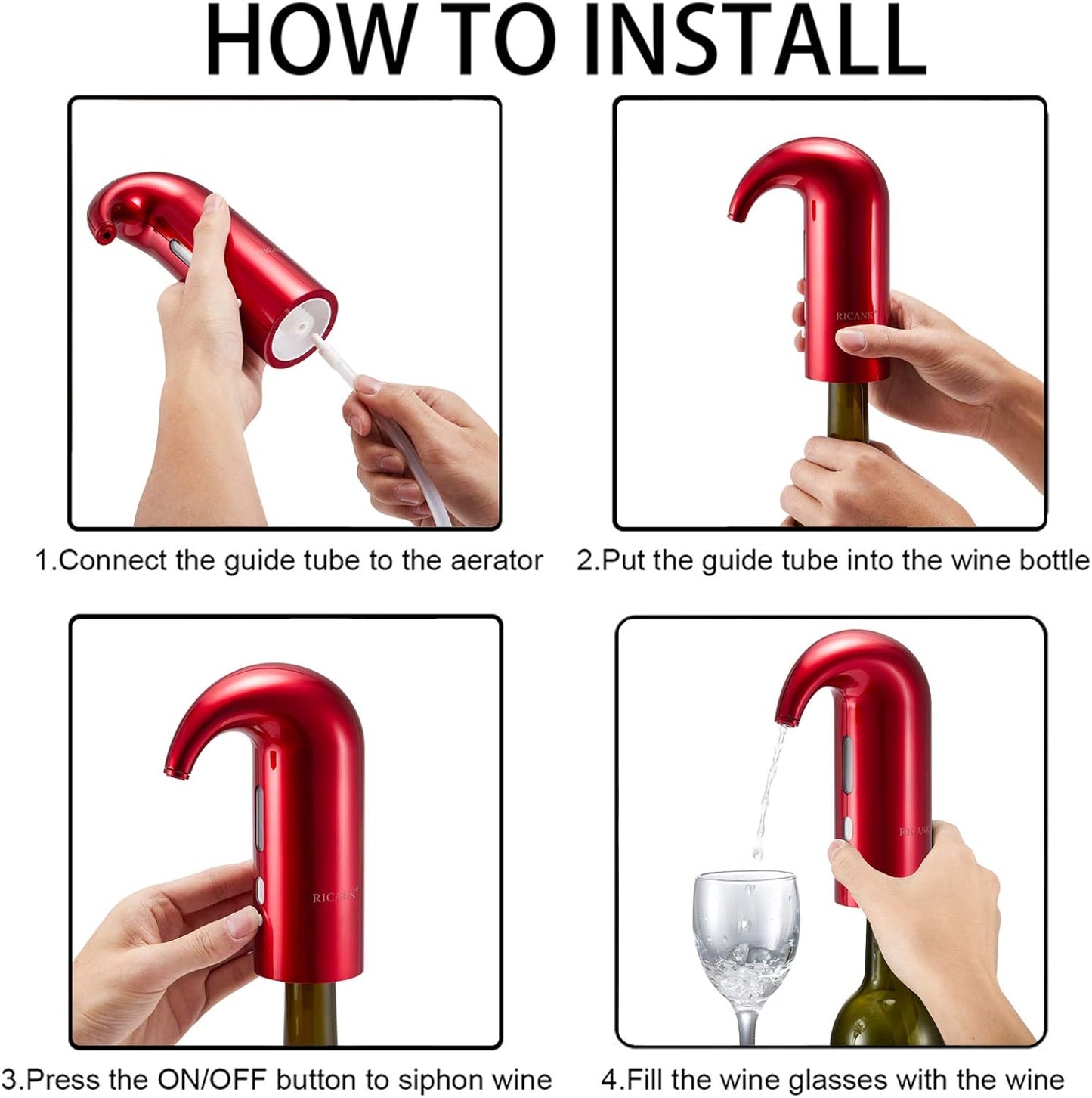 Sovere Electric Wine Aerator Dispenser with Magnetic Technology and USB Rechargeable Battery 6