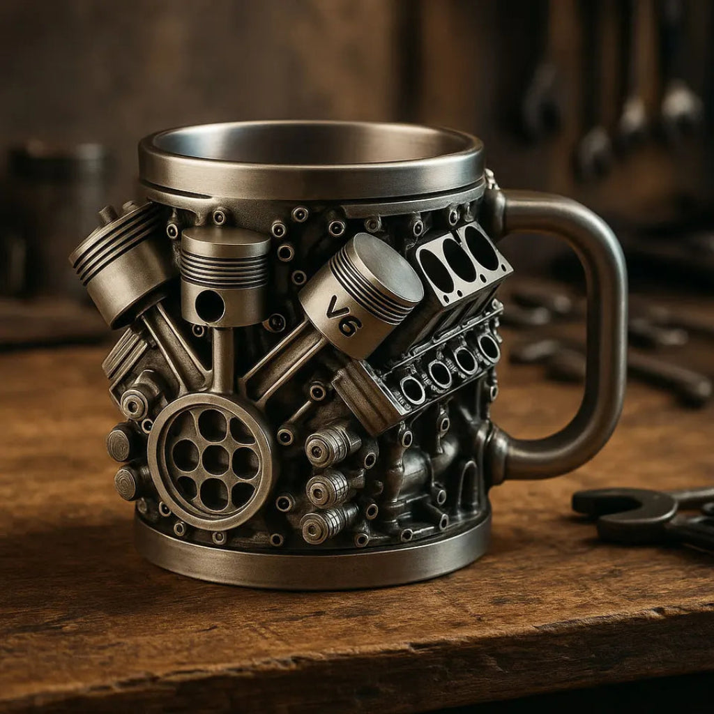 Sovere Engine Style Decorative Metal Mug for Car Lovers - Mechanical Coffee Cup 1