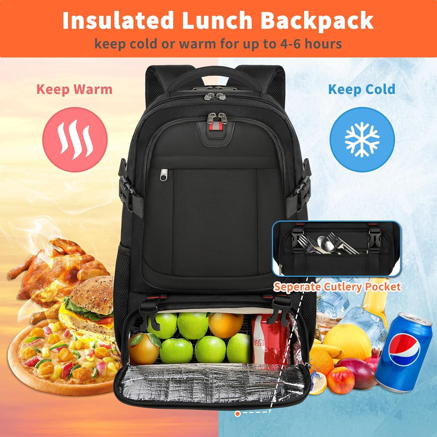 Sovere Extra-Large Travel Backpack with USB Charging & Insulated Food Compartment 1