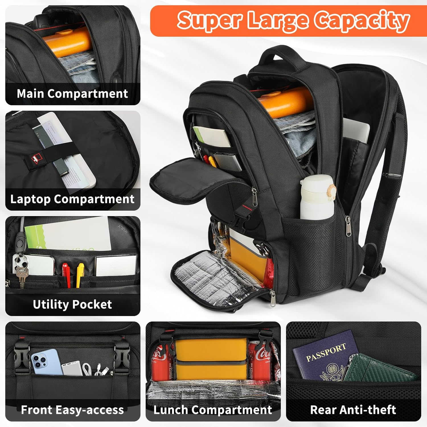 Sovere Extra-Large Travel Backpack with USB Charging & Insulated Food Compartment 2