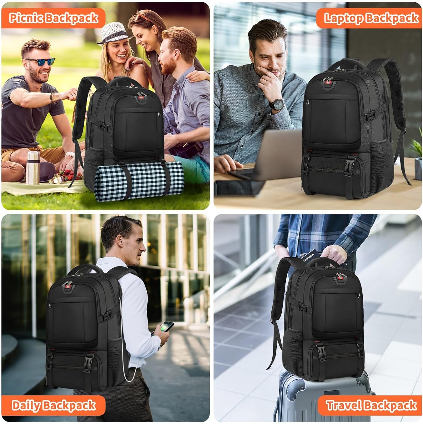 Sovere Extra-Large Travel Backpack with USB Charging & Insulated Food Compartment 4