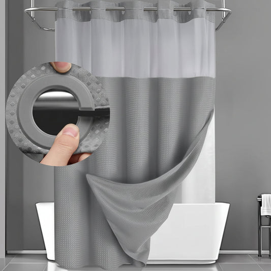 Sovere Hookless Shower Curtain with Snap-On Liner and Mesh Panel for Easy Installation 0