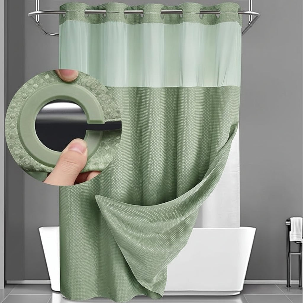 Sovere Hookless Shower Curtain with Snap-On Liner and Mesh Panel for Easy Installation 9
