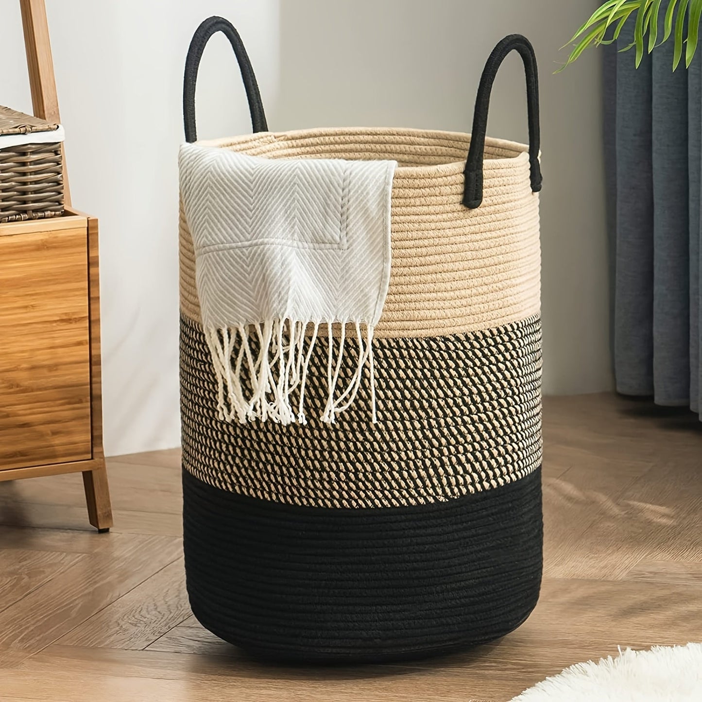 Sovere Large Cotton Rope Laundry Hamper with Handles for Modern Home Decor 8