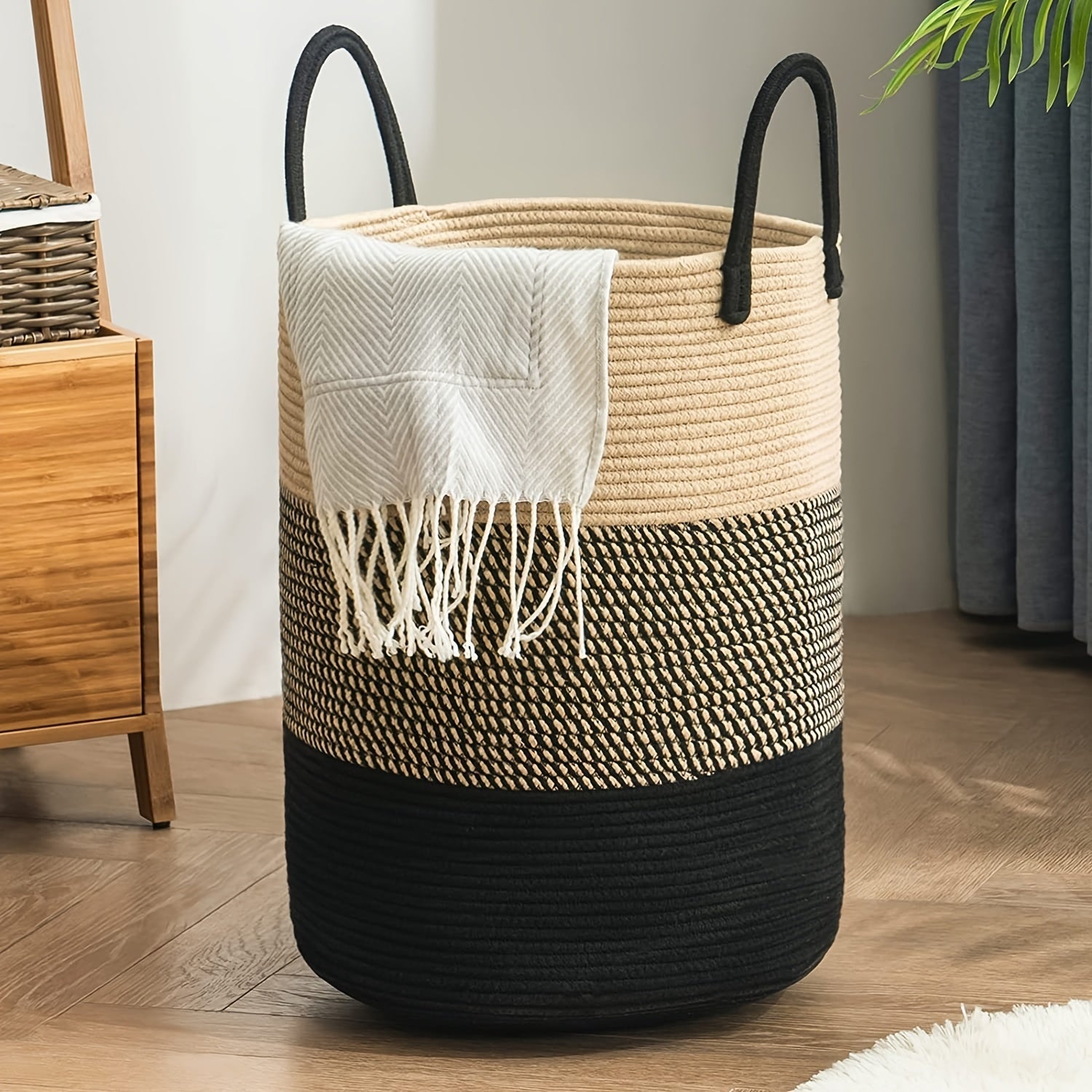 Sovere Large Cotton Rope Laundry Hamper with Handles for Modern Home Decor 8