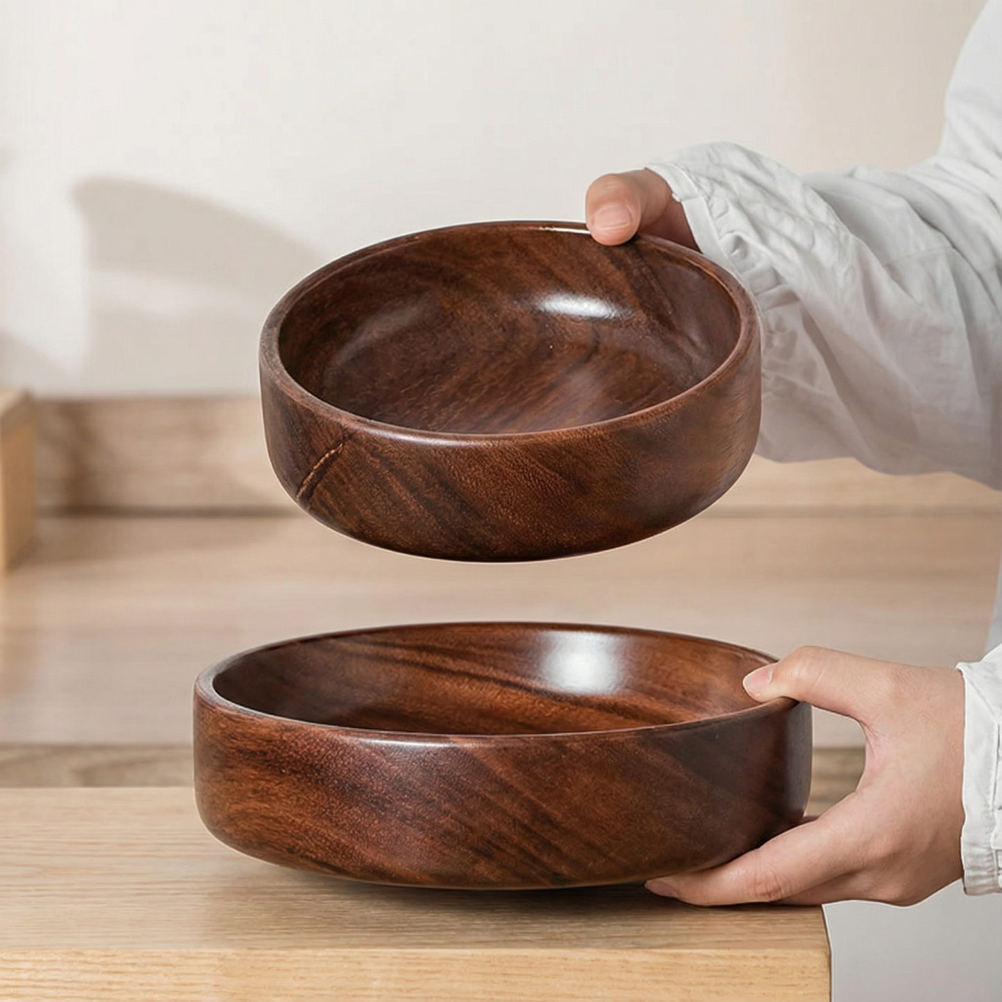 Sovere Large Wooden Salad Bowl - Elegant Serving Dish for Fruits and Salads 1