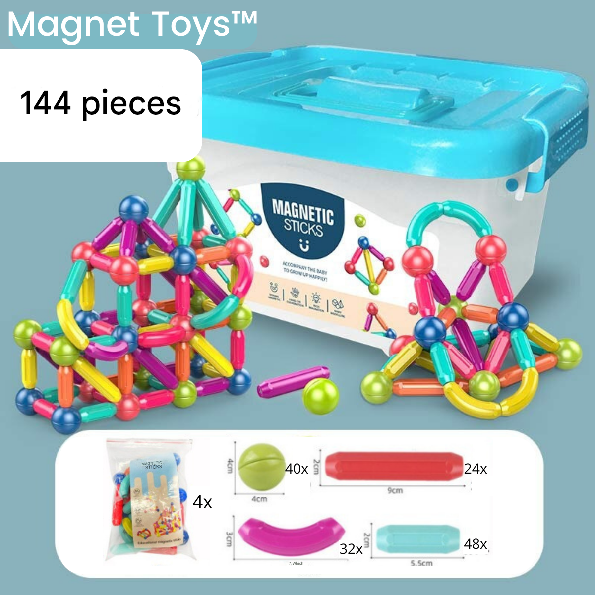 Sovere Magnetic Building Blocks Set for Kids - Creative Learning Toy for Cognitive Development 8