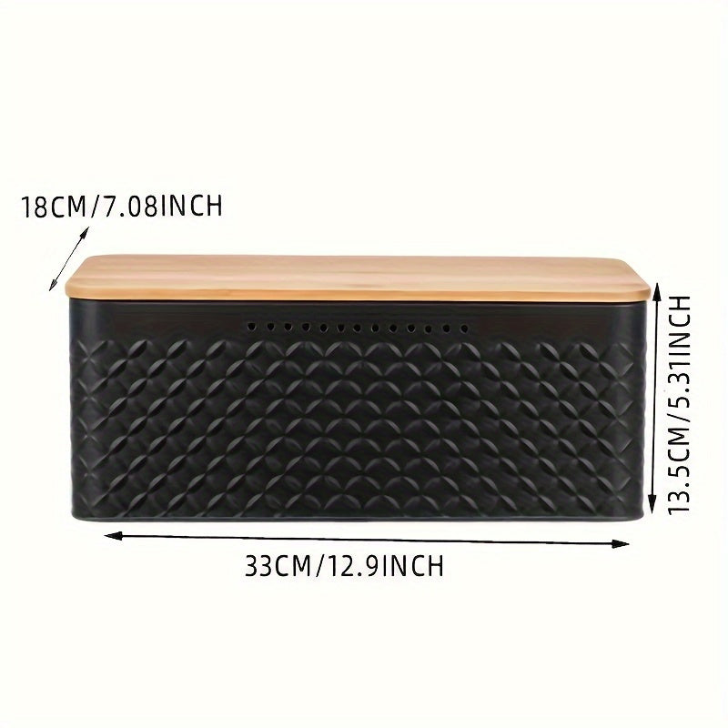 Sovere Metal Bread Box with Bamboo Lid for Fresh Bread Storage and Kitchen Organization 2