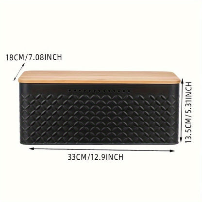 Sovere Metal Bread Box with Bamboo Lid for Fresh Bread Storage and Kitchen Organization 2