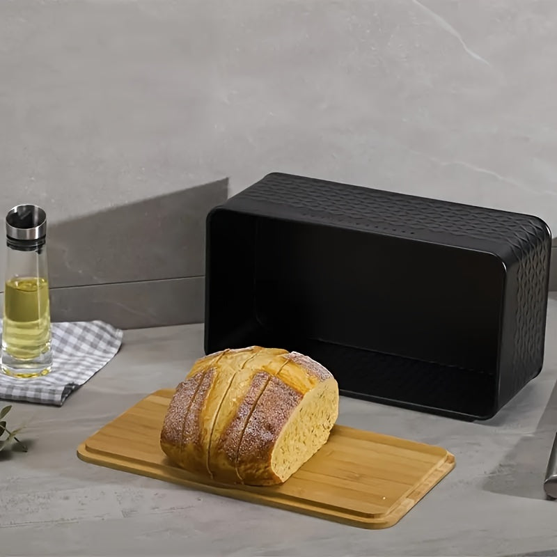 Sovere Metal Bread Box with Bamboo Lid for Fresh Bread Storage and Kitchen Organization 3