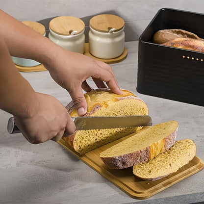 Sovere Metal Bread Box with Bamboo Lid for Fresh Bread Storage and Kitchen Organization 4
