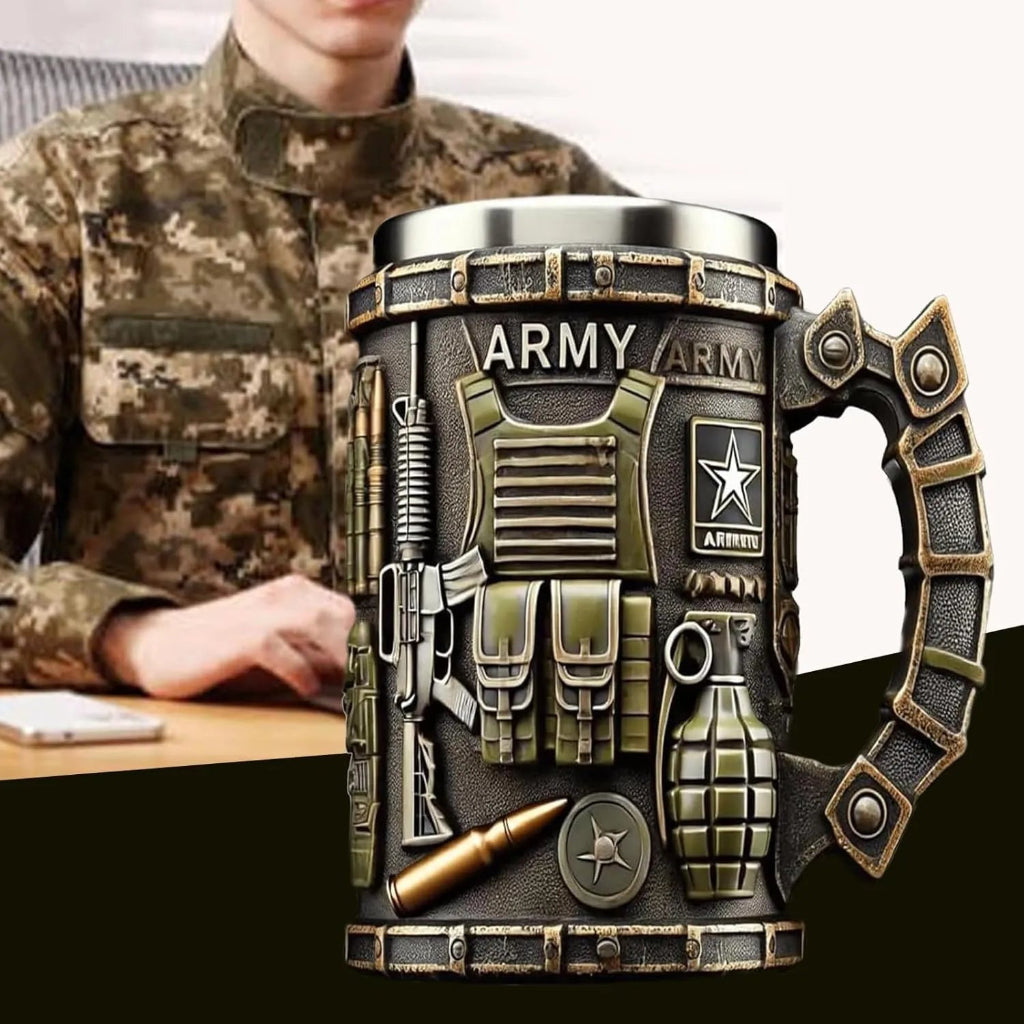 Sovere Military Style Insulated Mug with 3D Tactical Design - 15 oz Stainless Steel Coffee and Tea Cup 1