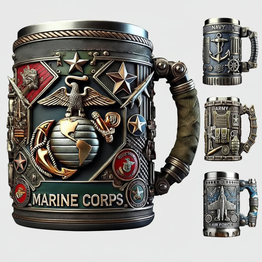 Sovere Military Style Insulated Mug with 3D Tactical Design - 15 oz Stainless Steel Coffee and Tea Cup 5