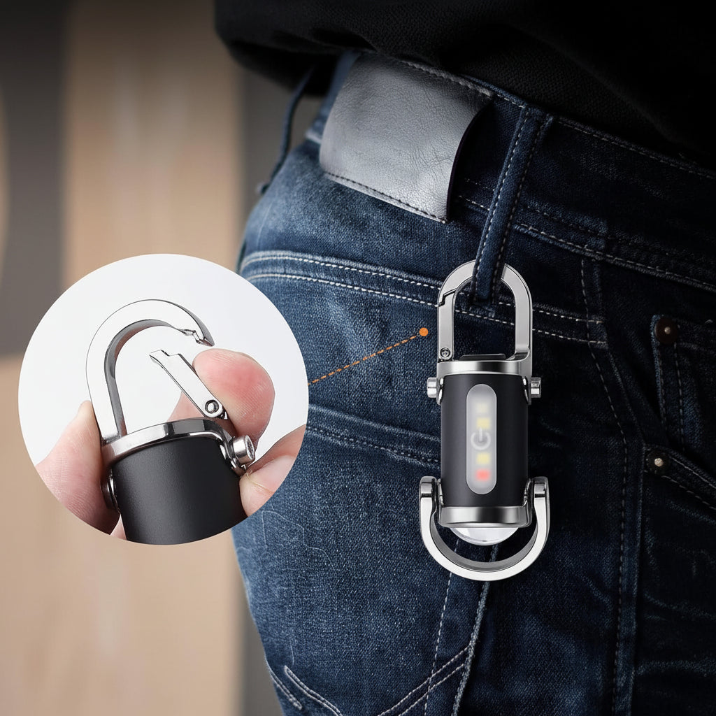 Sovere Mini Keychain Flashlight, Rechargeable LED Pocket Light with 7 Modes 0