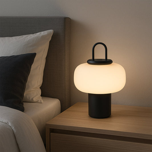 Sovere Minimalist Glass Bedside Table Lamp with Integrated LED and Metal Base 0