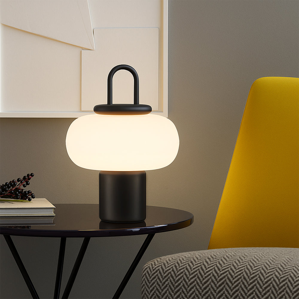 Sovere Minimalist Glass Bedside Table Lamp with Integrated LED and Metal Base 1