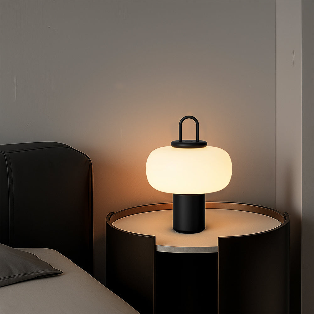 Sovere Minimalist Glass Bedside Table Lamp with Integrated LED and Metal Base 2