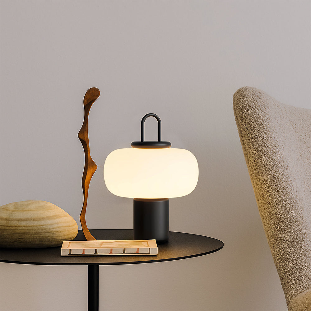 Sovere Minimalist Glass Bedside Table Lamp with Integrated LED and Metal Base 3