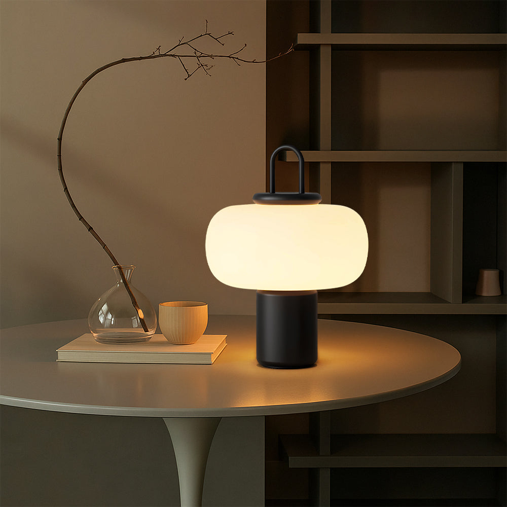 Sovere Minimalist Glass Bedside Table Lamp with Integrated LED and Metal Base 4