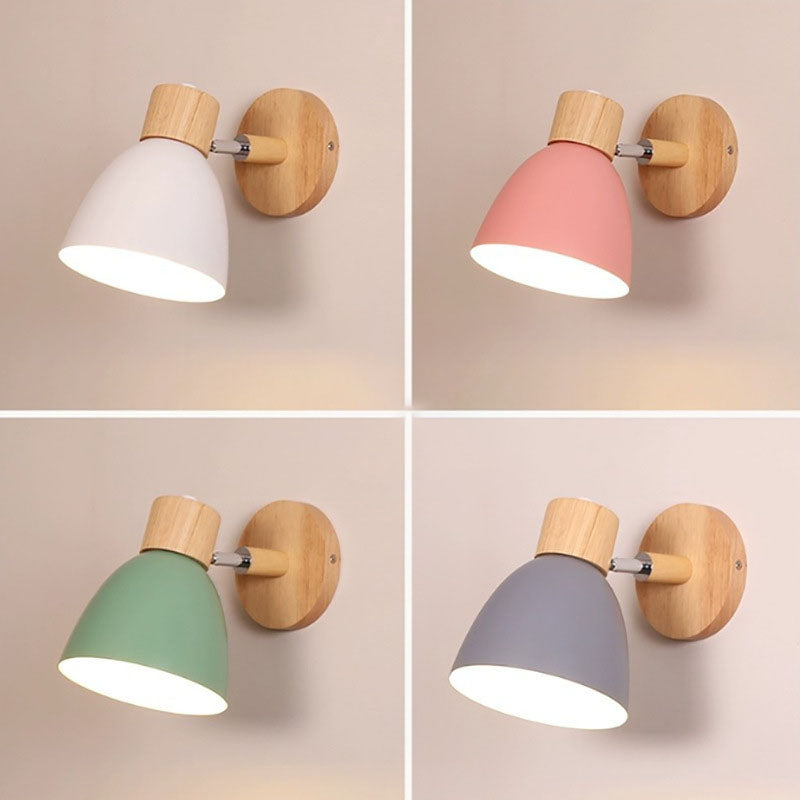 Sovere Modern Macaron Wall Light with Adjustable Angle and Natural Wood Accents 6