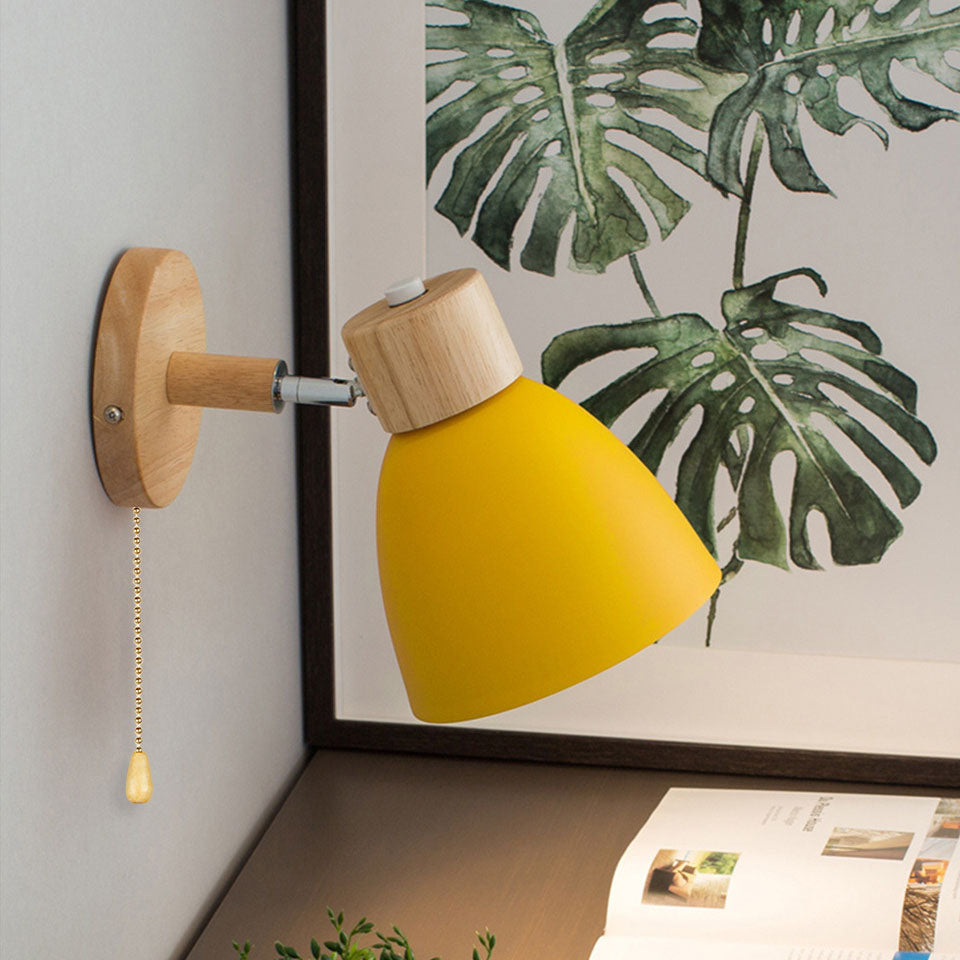 Sovere Modern Macaron Wall Light with Adjustable Angle and Natural Wood Accents 8