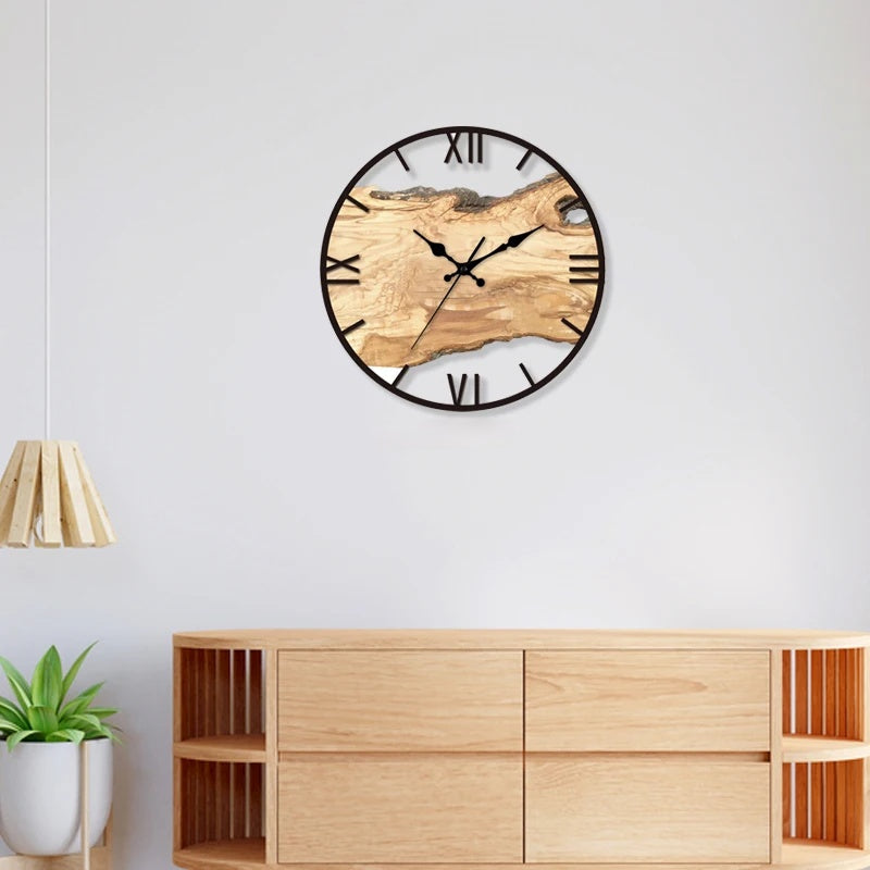 Sovere Modern Wall Clock Decor with Wood-Effect Face and Quiet Movement, 30 cm 1