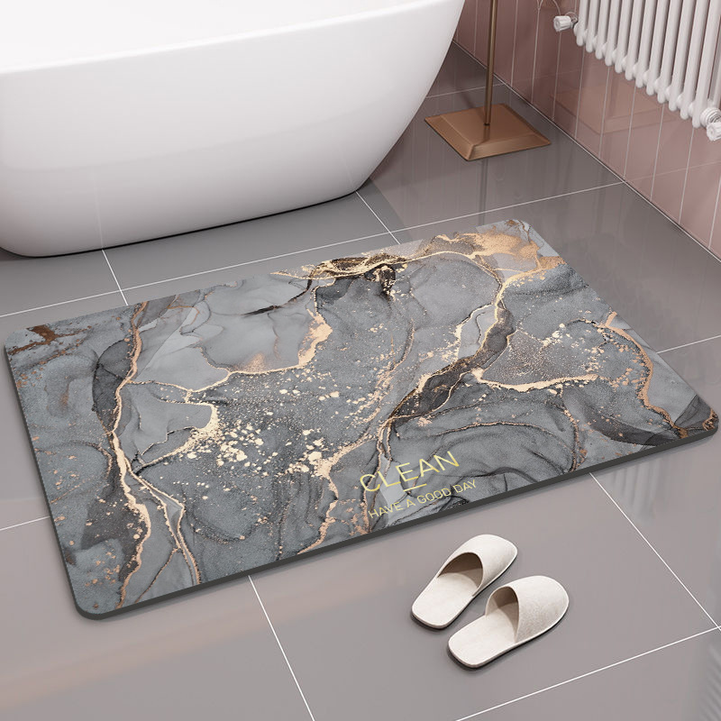 Sovere Quick-Dry Stone Bath Mat with Non-Slip Backing and Marble Design 2