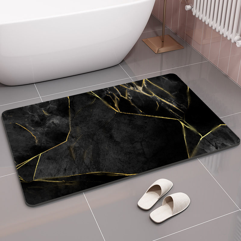 Sovere Quick-Dry Stone Bath Mat with Non-Slip Backing and Marble Design 3