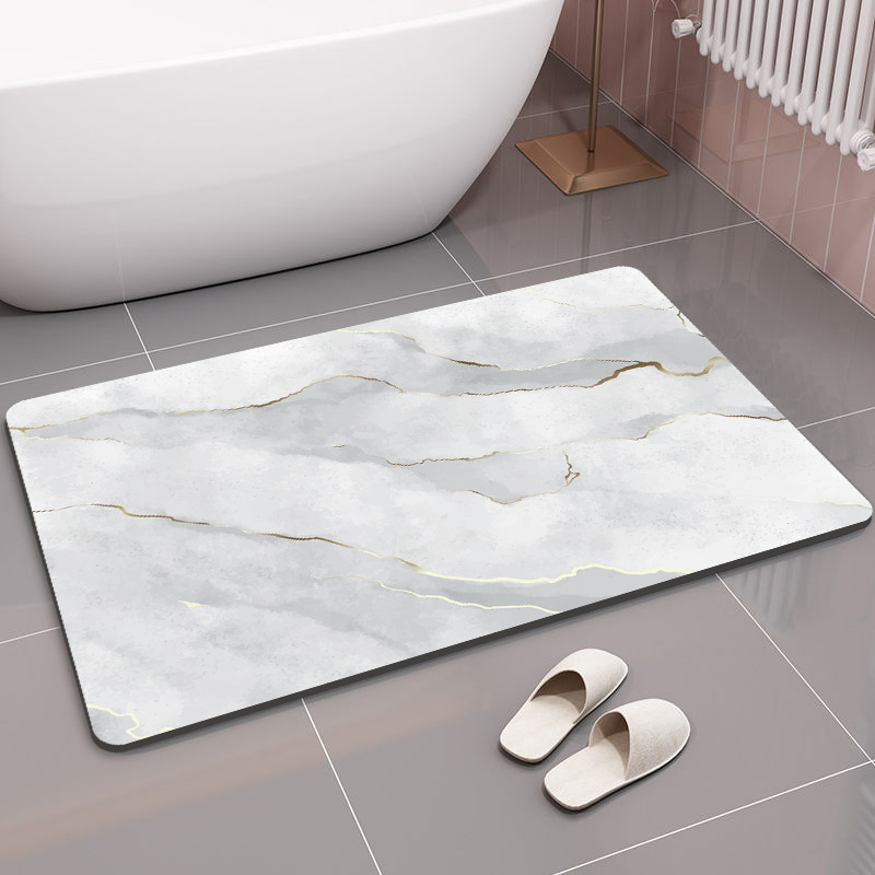 Sovere Quick-Dry Stone Bath Mat with Non-Slip Backing and Marble Design 4