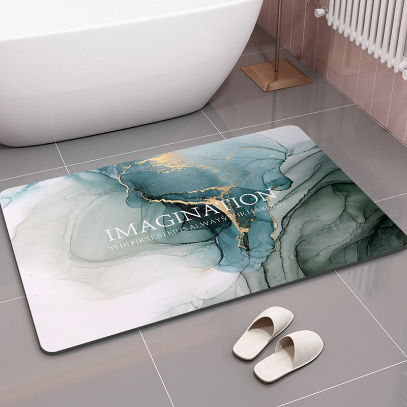 Sovere Quick-Dry Stone Bath Mat with Non-Slip Backing and Marble Design 5