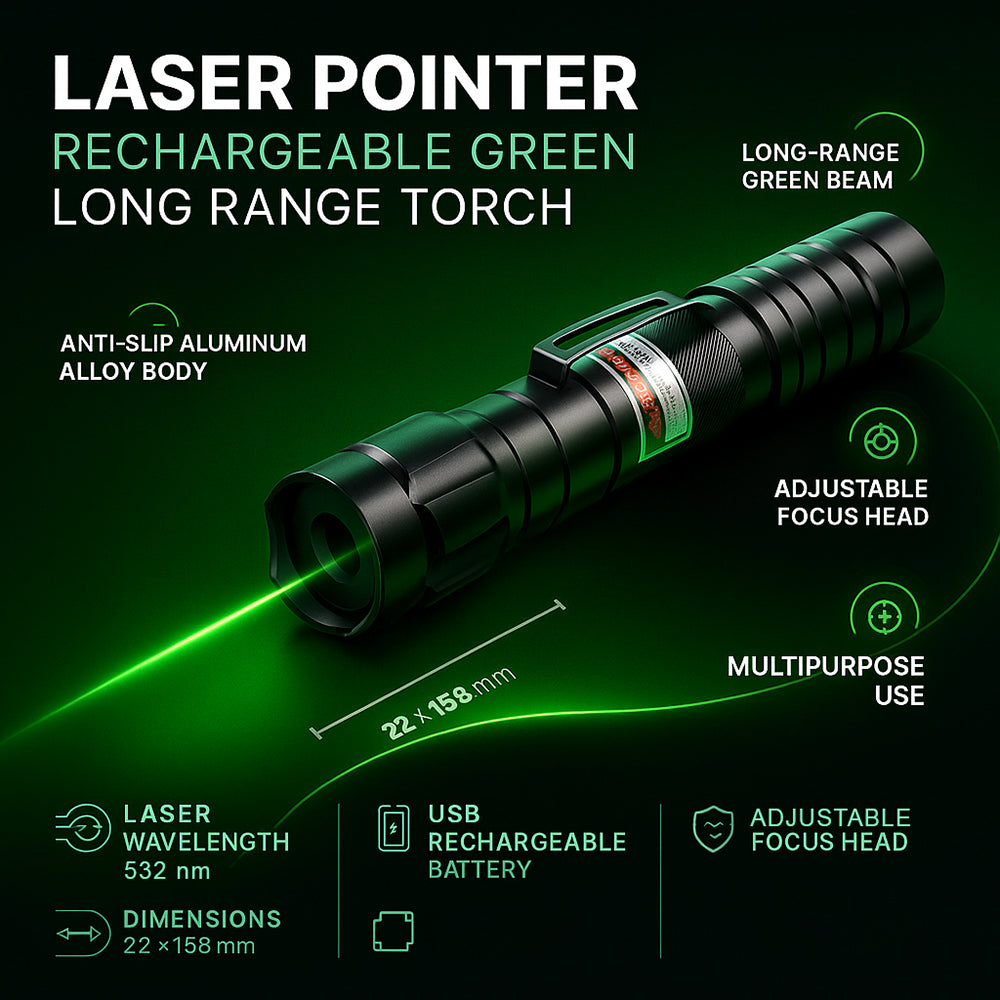 Sovere Rechargeable Green Laser Pointer - Long-Range Precision & USB Rechargeable Pen 2