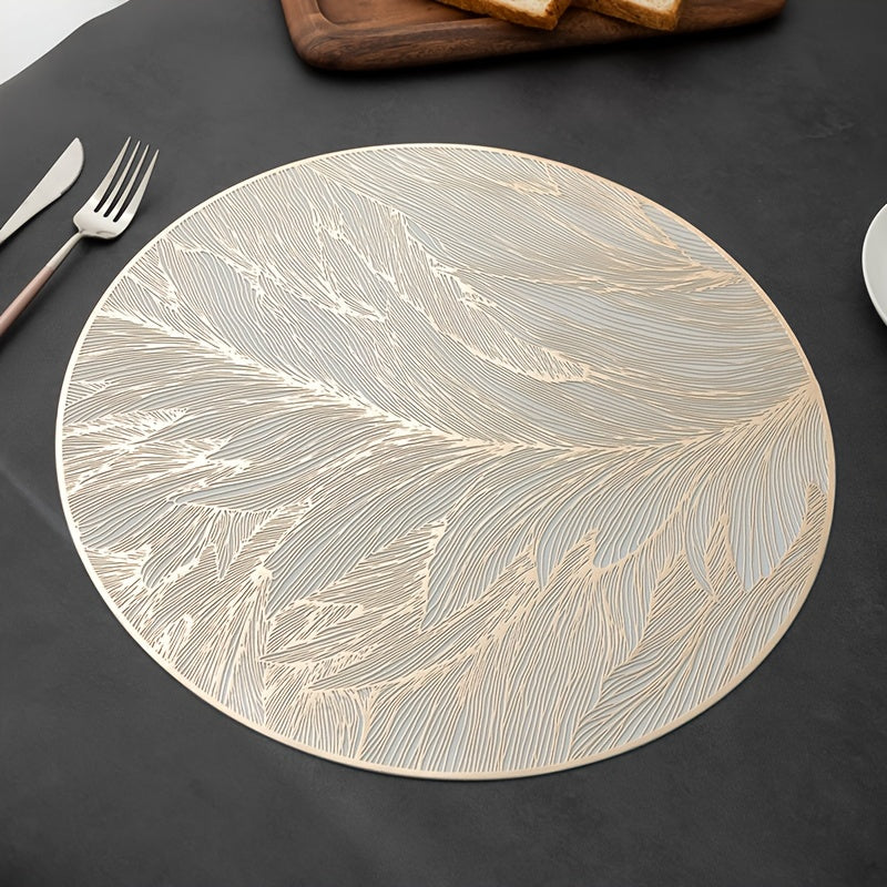 Sovere Round Gold Leaf Placemats Set of 6 - Heat-Resistant Table Mats 1
