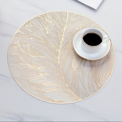 Sovere Round Gold Leaf Placemats Set of 6 - Heat-Resistant Table Mats 2