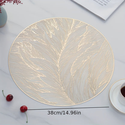 Sovere Round Gold Leaf Placemats Set of 6 - Heat-Resistant Table Mats 3