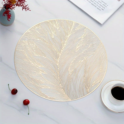 Sovere Round Gold Leaf Placemats Set of 6 - Heat-Resistant Table Mats 4