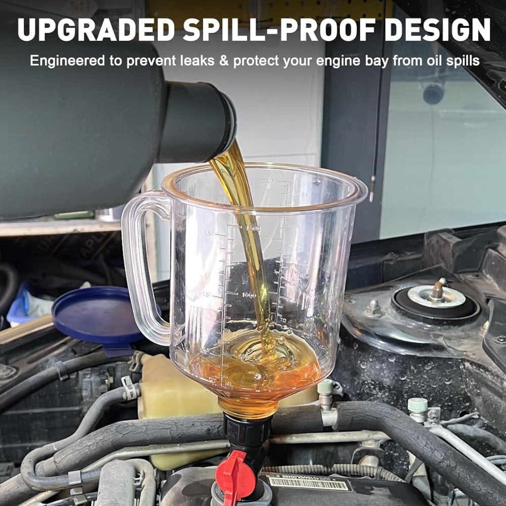 Sovere Spill Proof Engine Oil Funnel Kit with Adapters for Car Oil Changes 1