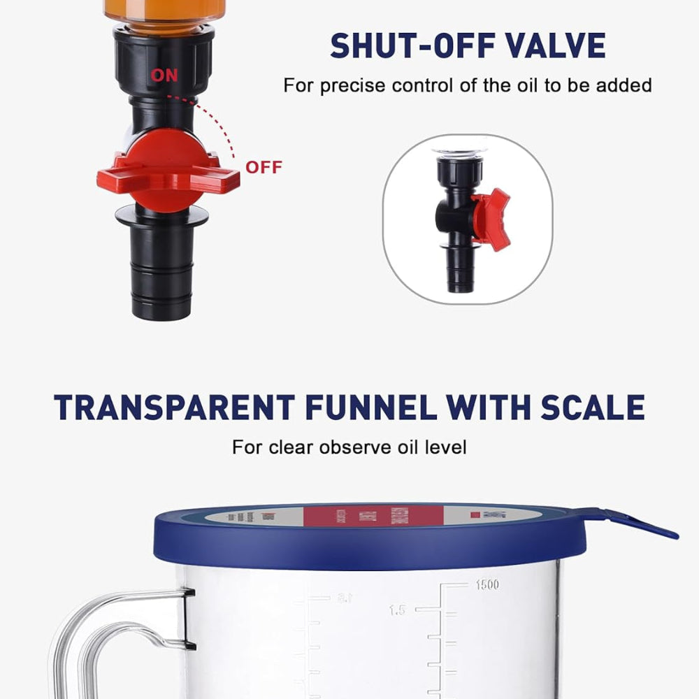 Sovere Spill Proof Engine Oil Funnel Kit with Adapters for Car Oil Changes 4
