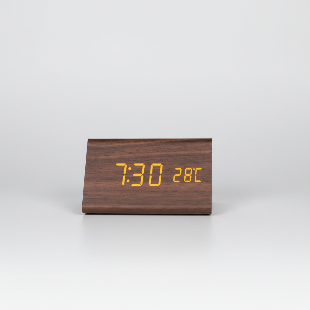 Sovere Voice-Controlled LED Wooden Clock, Minimalist Design for Modern Living 0