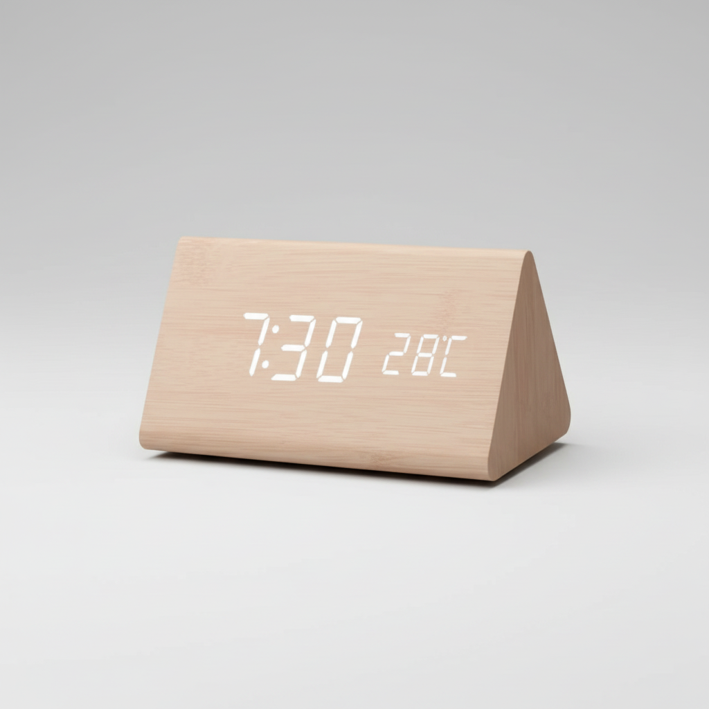 Sovere Voice-Controlled LED Wooden Clock, Minimalist Design for Modern Living 4