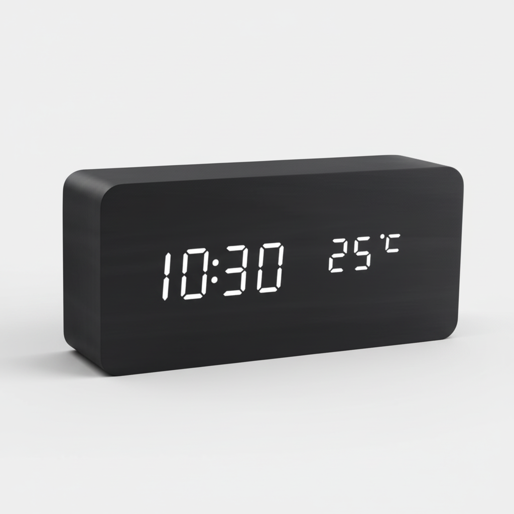 Sovere Voice-Controlled LED Wooden Clock, Minimalist Design for Modern Living 5